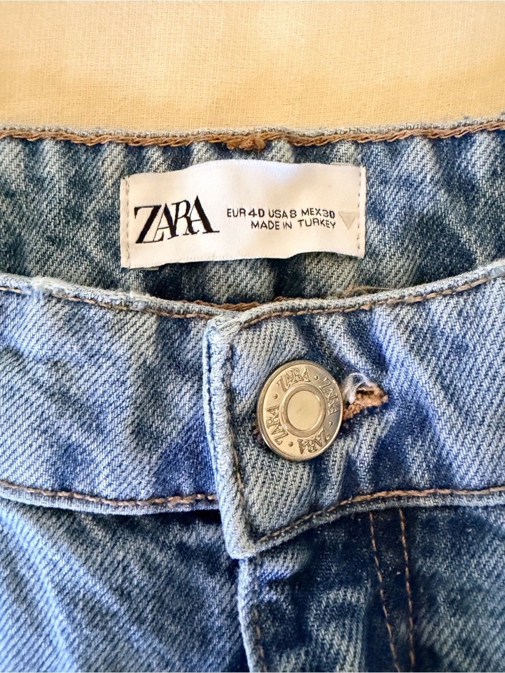 Zara Light Blue High-Rise Wide-Leg Distressed Jeans - Picture 3 of 5